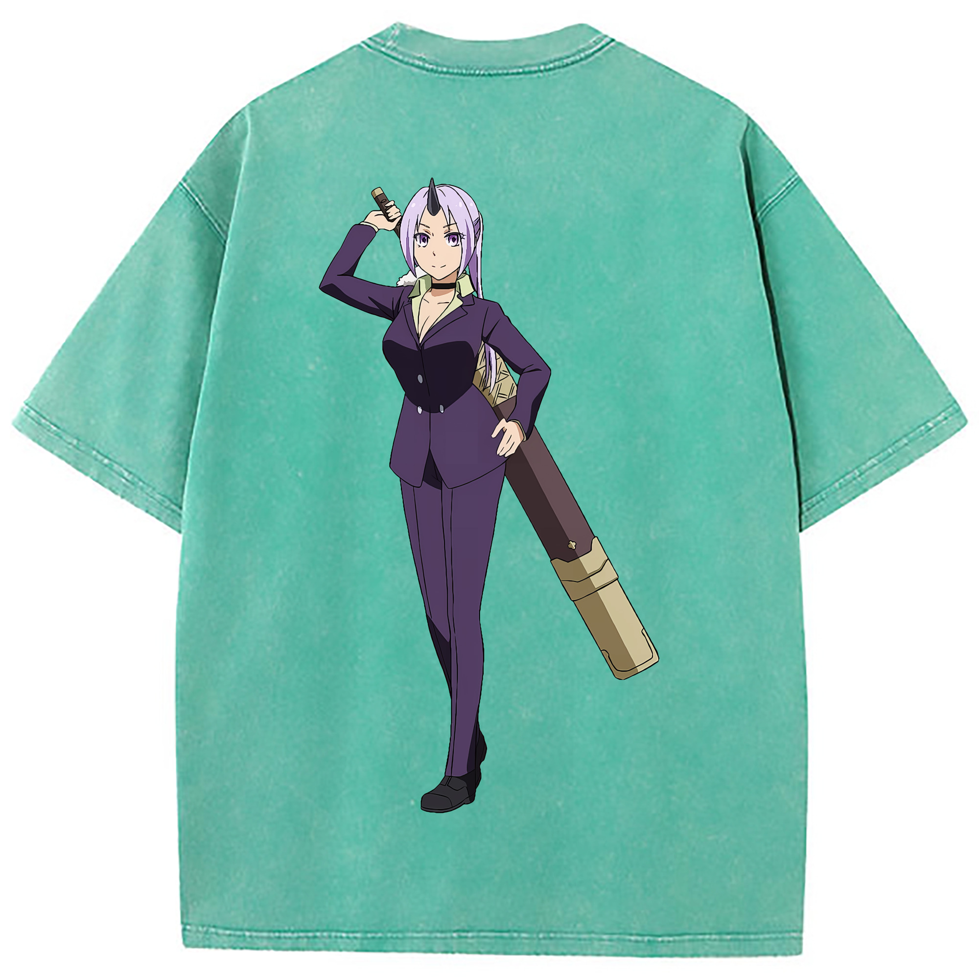 （画像用） 転スラ Regarding Reincarnated to Slime 綿100% ヴィンテージ風 半袖Tシャツ（背面プリント）